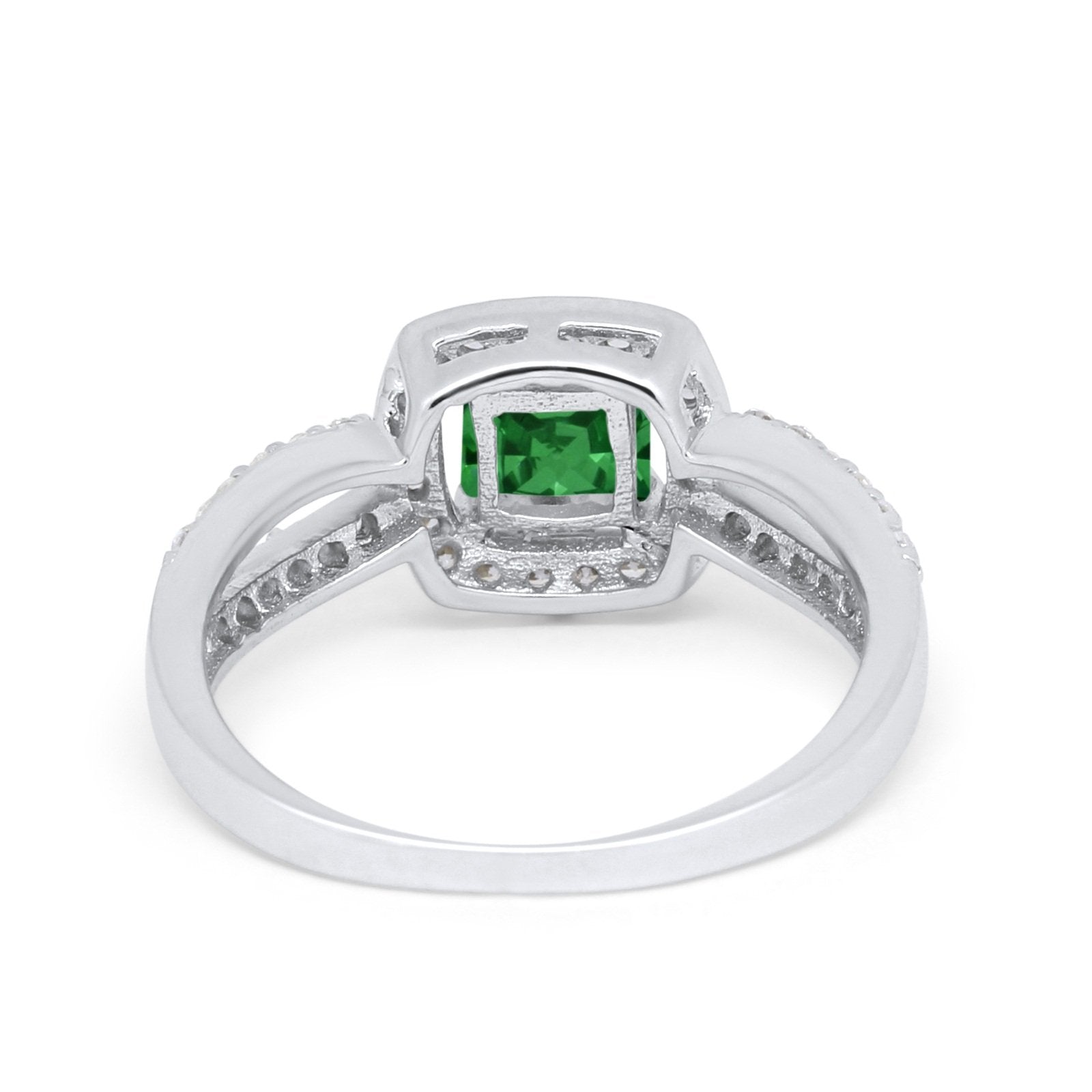 Dazzling Halo Wedding Ring Simulated Cubic Zirconia 925 Sterling Silver