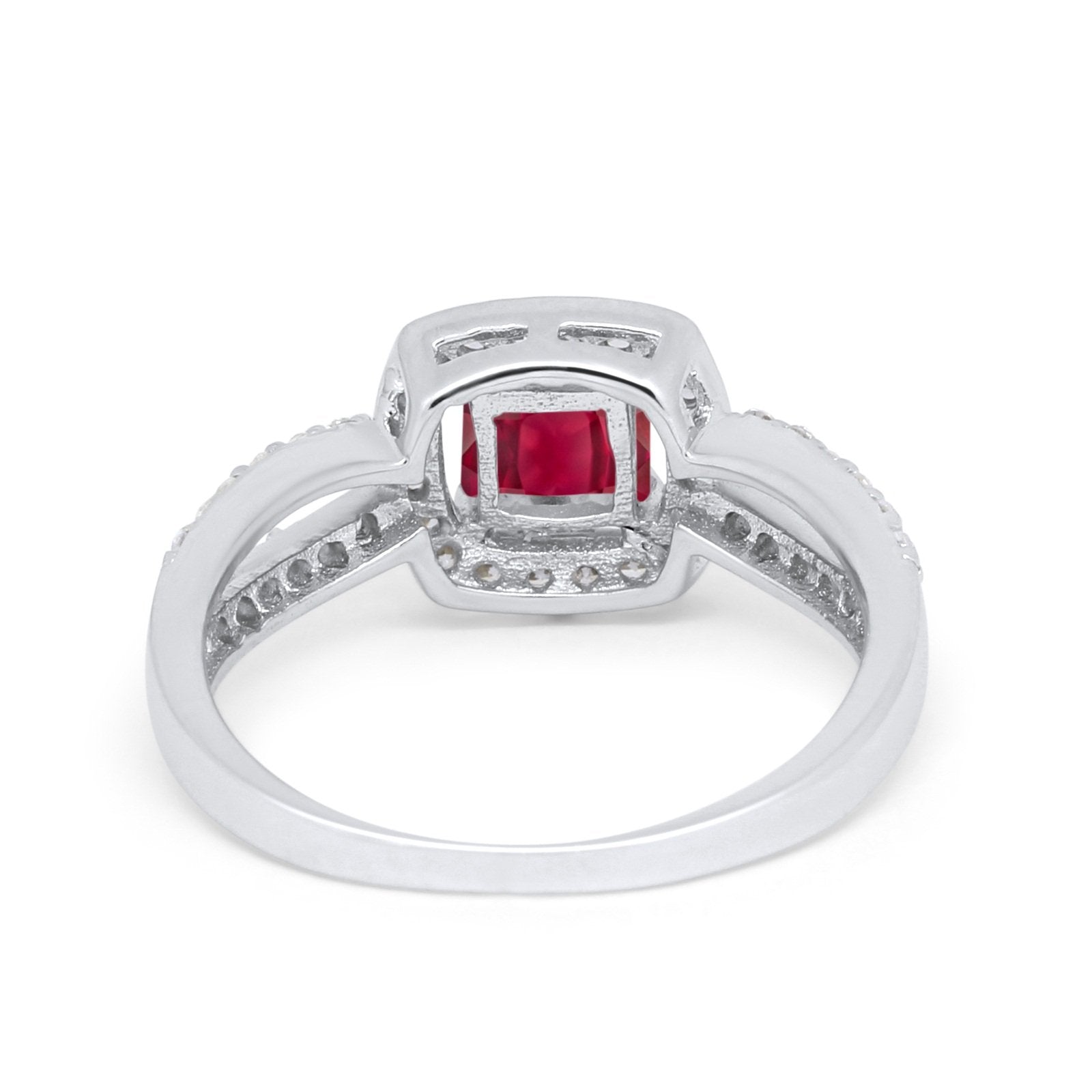 Dazzling Halo Wedding Ring Simulated Cubic Zirconia 925 Sterling Silver