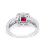 Dazzling Halo Wedding Ring Simulated Cubic Zirconia 925 Sterling Silver