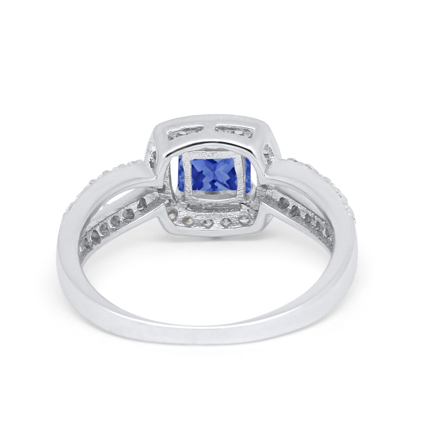 Dazzling Halo Wedding Ring Simulated Cubic Zirconia 925 Sterling Silver