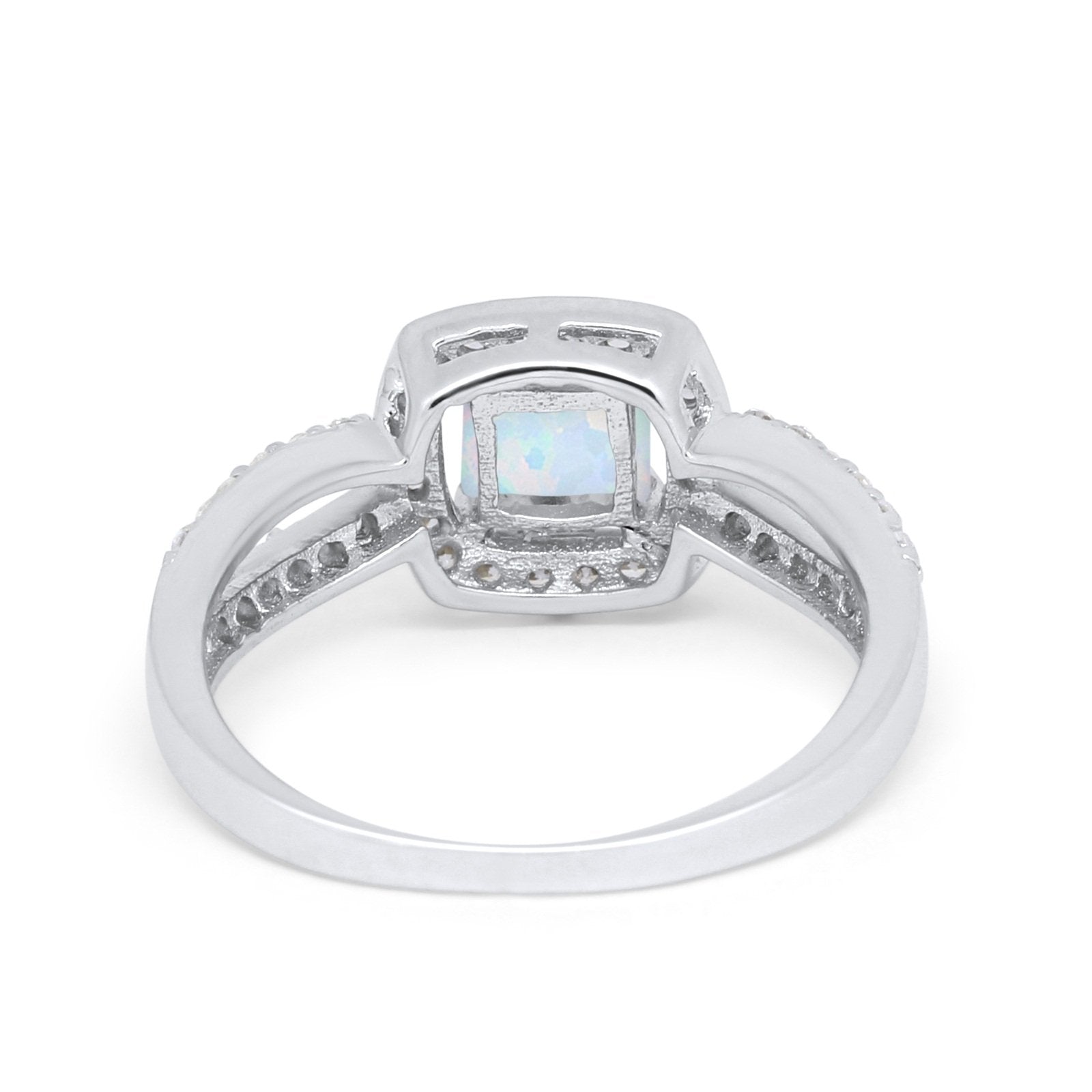 Dazzling Halo Wedding Ring Simulated Cubic Zirconia 925 Sterling Silver