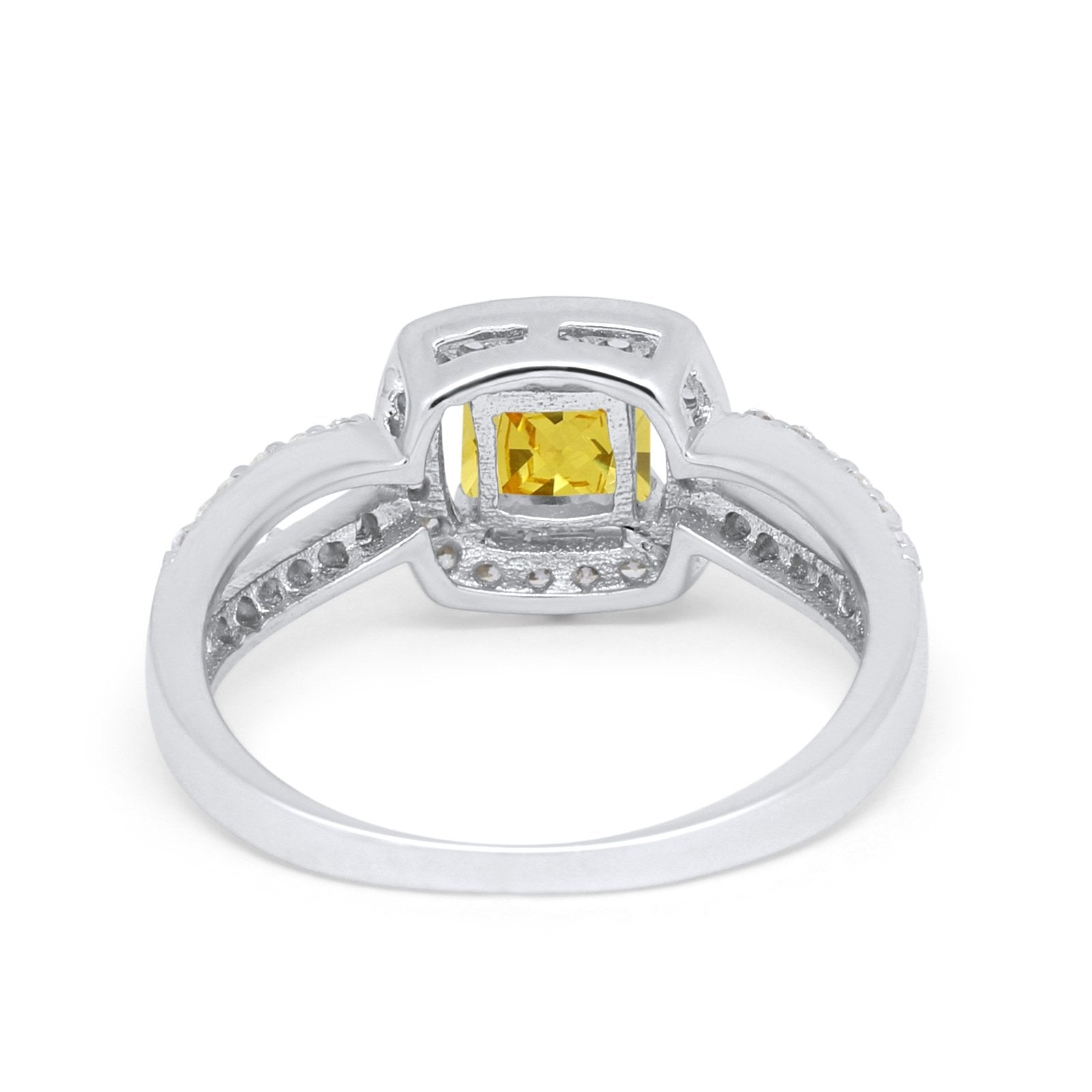 Dazzling Halo Wedding Ring Simulated Cubic Zirconia 925 Sterling Silver