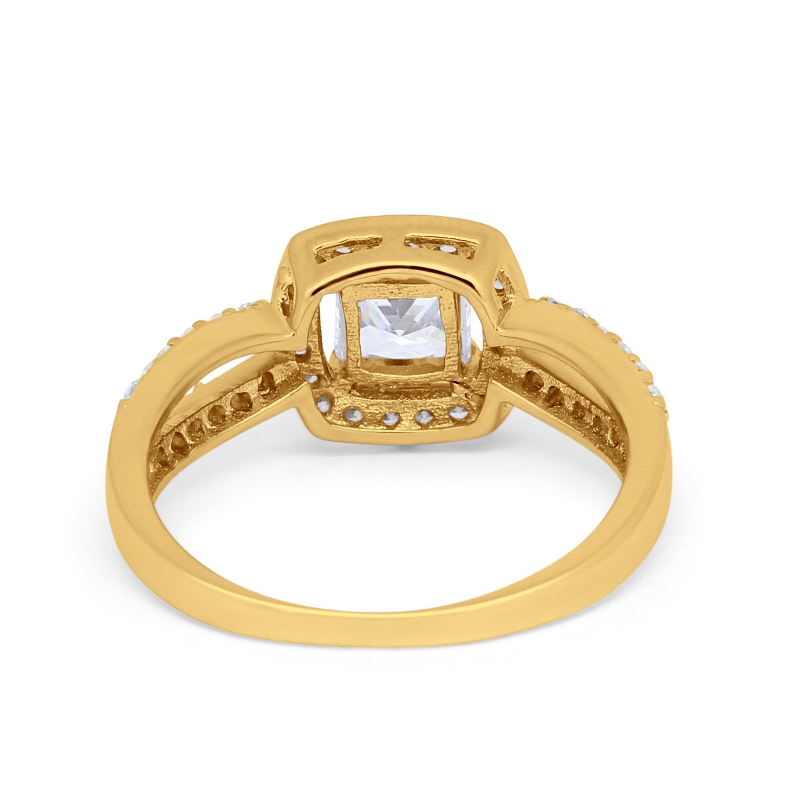 Dazzling Halo Wedding Ring Simulated Cubic Zirconia 925 Sterling Silver