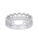Eternity Heart Crown Band 925 Sterling Silver