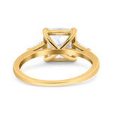 14K Gold Cushion Cut Art Deco Cubic Zirconia Engagement Ring