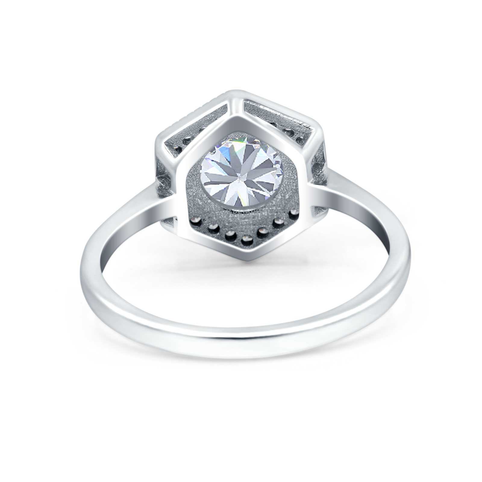 14K Gold Art Deco Hexagon Shape Cubic Zirconia Engagement Ring