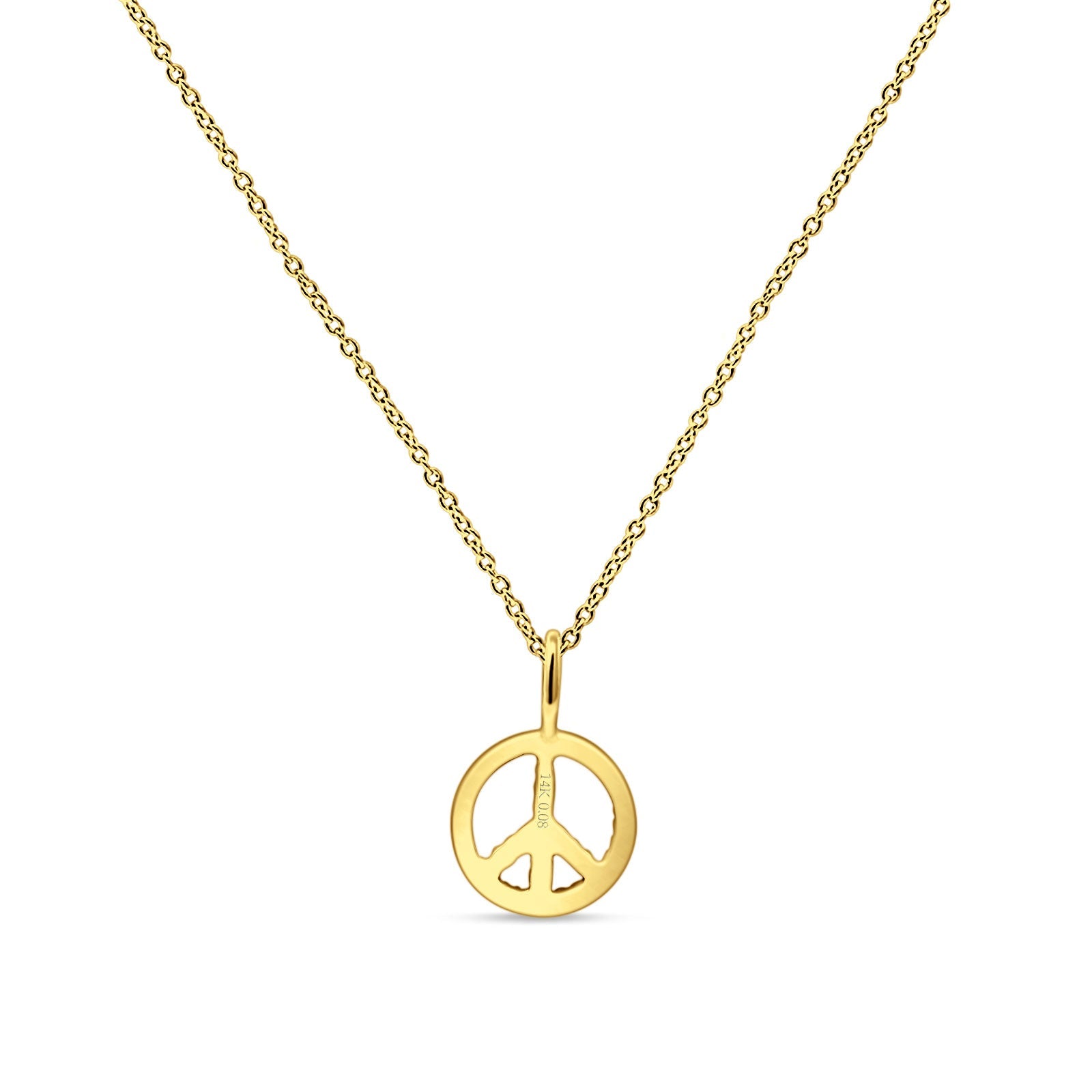 Peace Sign Necklace Diamond Pendant 14K Gold 0.08ct