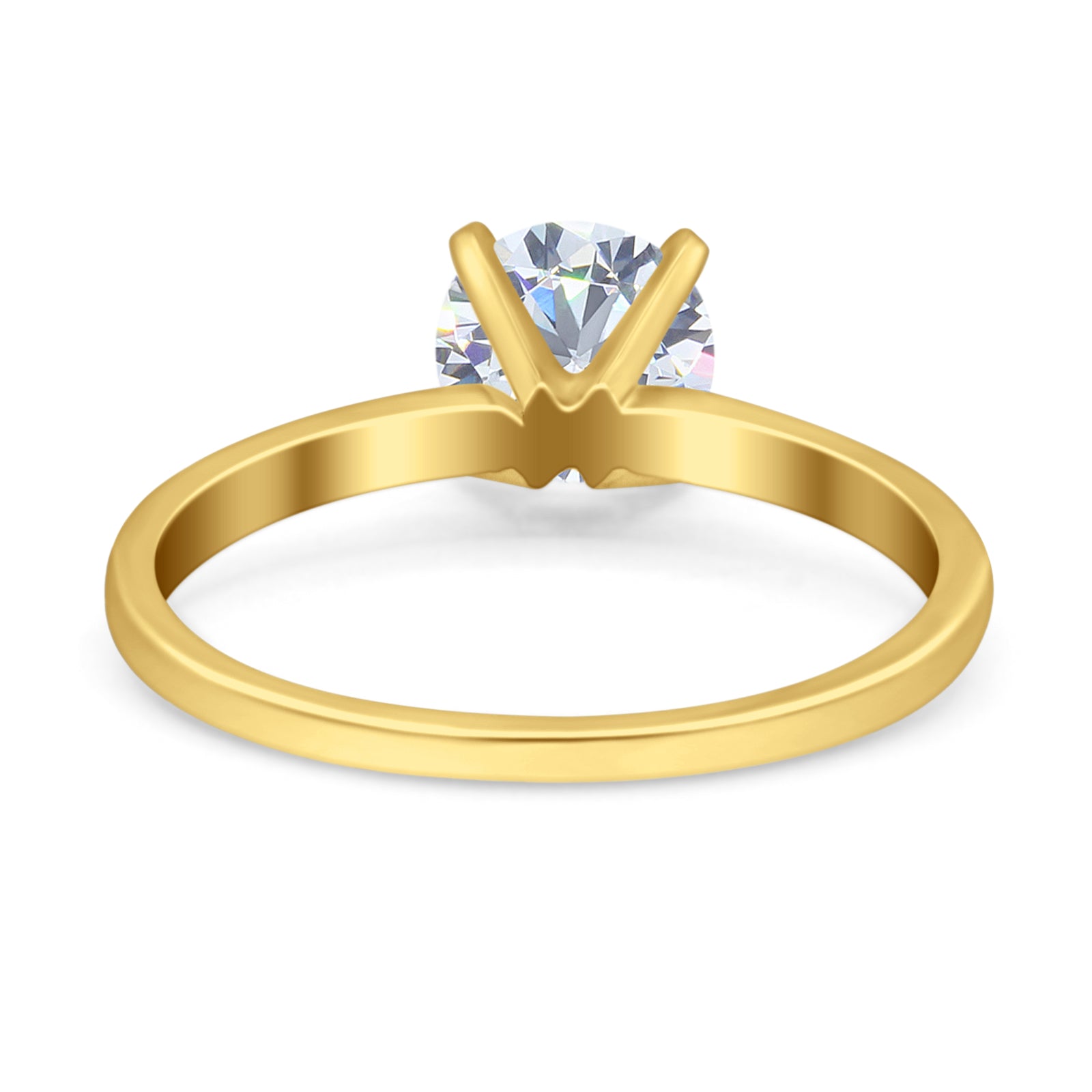 14K Gold Solitaire Round Cubic Zirconia Engagement Ring