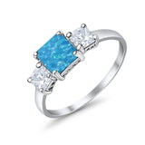 3 Stone Fashion Ring Princess Cut Simulated Cubic Zirconia 925 Sterling Silver