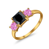 3 Stone Fashion Ring Princess Cut Simulated Cubic Zirconia 925 Sterling Silver