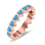 Heart Ring Band Lab Created Opal 925 Sterling Silver (4mm)