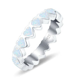Heart Ring Band Lab Created Opal 925 Sterling Silver (4mm)