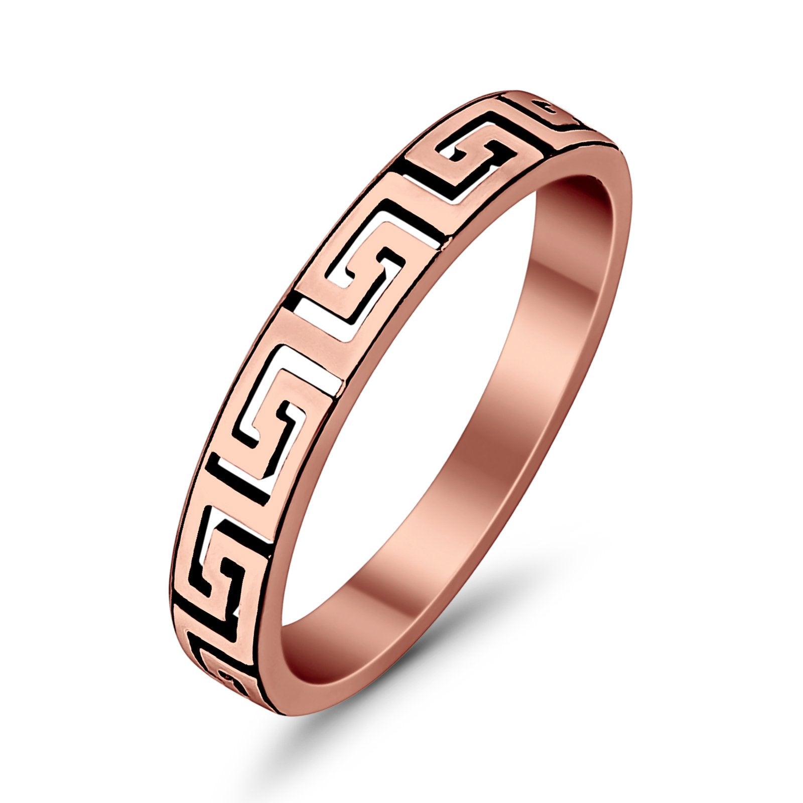 Plain Greek Key Spiral Band Ring Solid 925 Sterling Silver