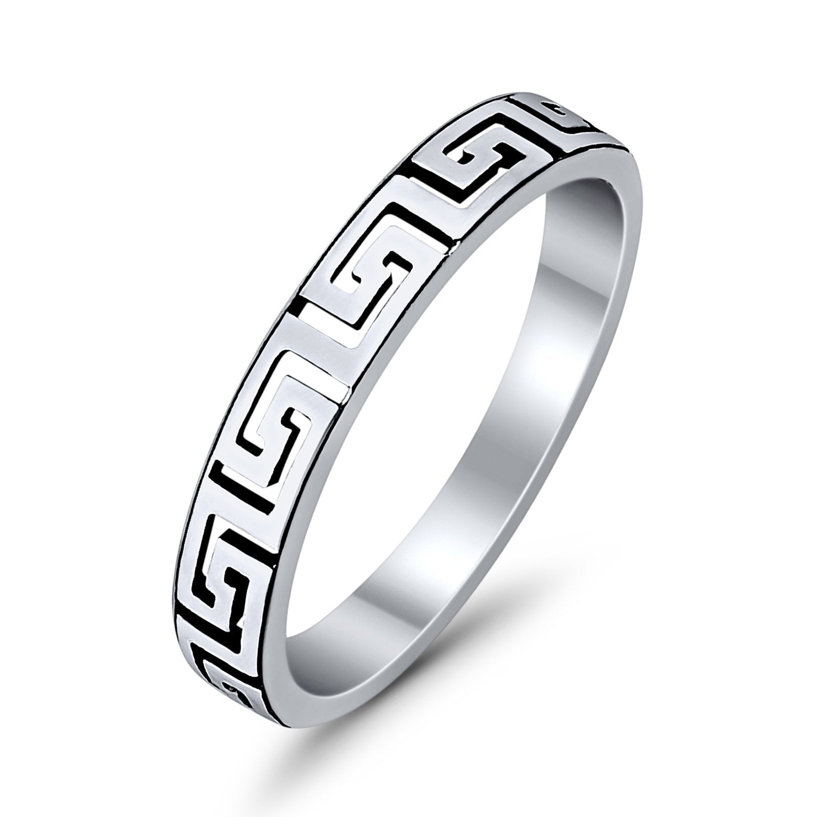 Plain Greek Key Spiral Band Ring Solid 925 Sterling Silver