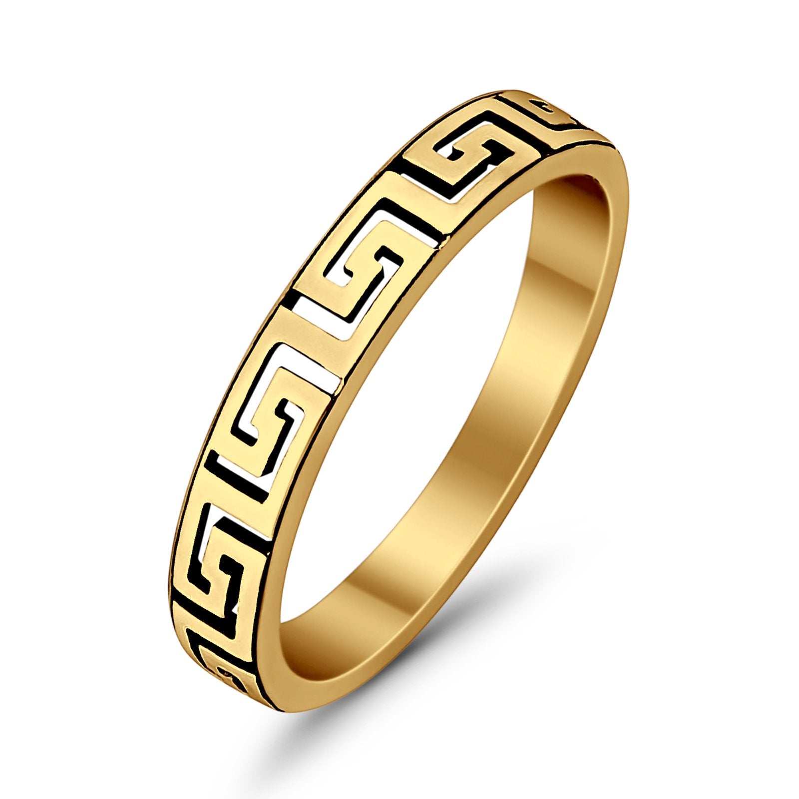 Plain Greek Key Spiral Band Ring Solid 925 Sterling Silver
