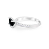 Vintage Wedding Ring Sideways Emerald Cut Round CZ 925 Sterling Silver