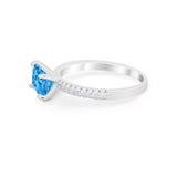 Vintage Wedding Ring Sideways Emerald Cut Round CZ 925 Sterling Silver