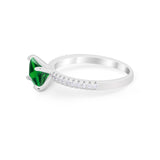 Vintage Wedding Ring Sideways Emerald Cut Round CZ 925 Sterling Silver