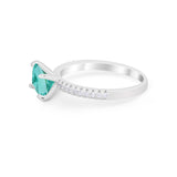 Vintage Wedding Ring Sideways Emerald Cut Round CZ 925 Sterling Silver