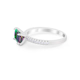 Vintage Wedding Ring Sideways Emerald Cut Round CZ 925 Sterling Silver