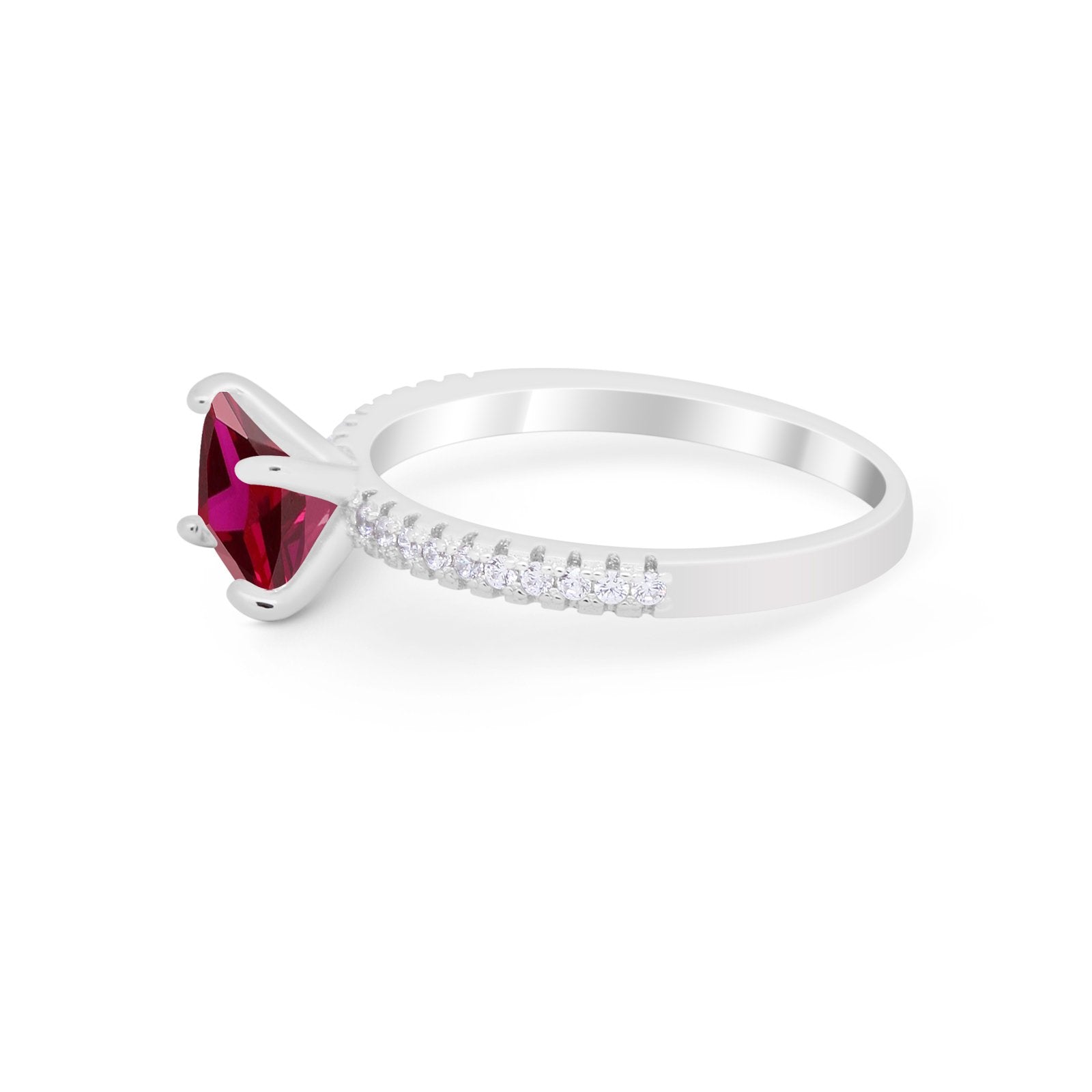 Vintage Wedding Ring Sideways Emerald Cut Round CZ 925 Sterling Silver