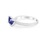 Vintage Wedding Ring Sideways Emerald Cut Round CZ 925 Sterling Silver