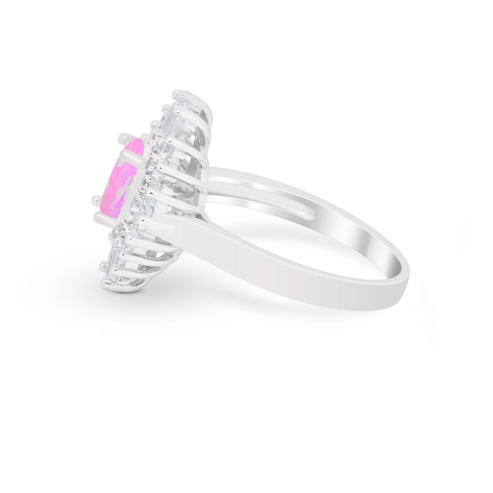 Vintage Oval Wedding Bridal Ring Round Simulated Cubic Zirconia 925 Sterling Silver