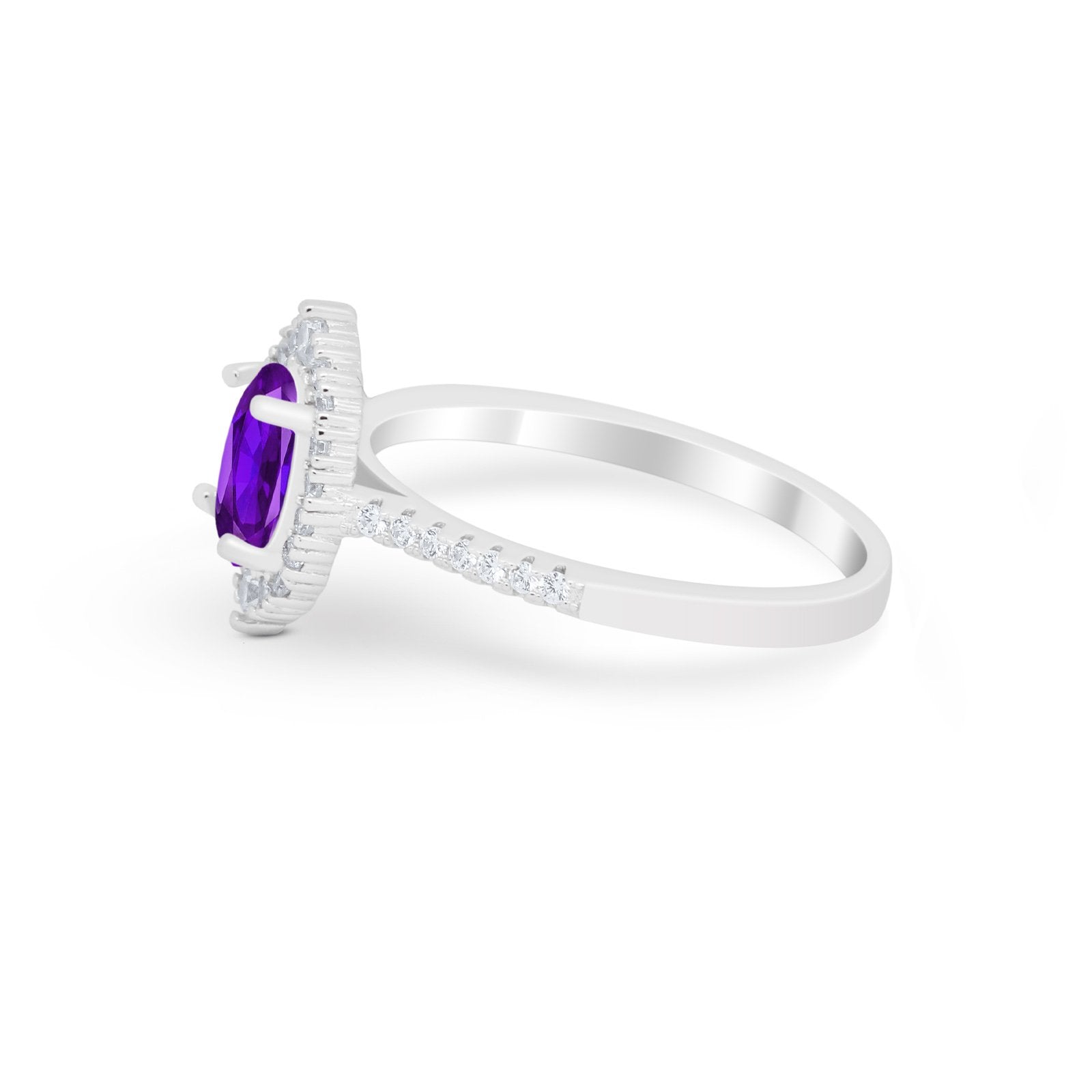 Oval Wedding Ring Vintage Round Simulated Cubic Zirconia 925 Sterling Silver
