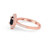 Oval Wedding Ring Vintage Round Simulated Cubic Zirconia 925 Sterling Silver
