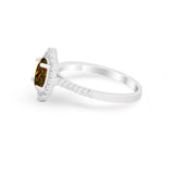 Oval Wedding Ring Vintage Round Simulated Cubic Zirconia 925 Sterling Silver