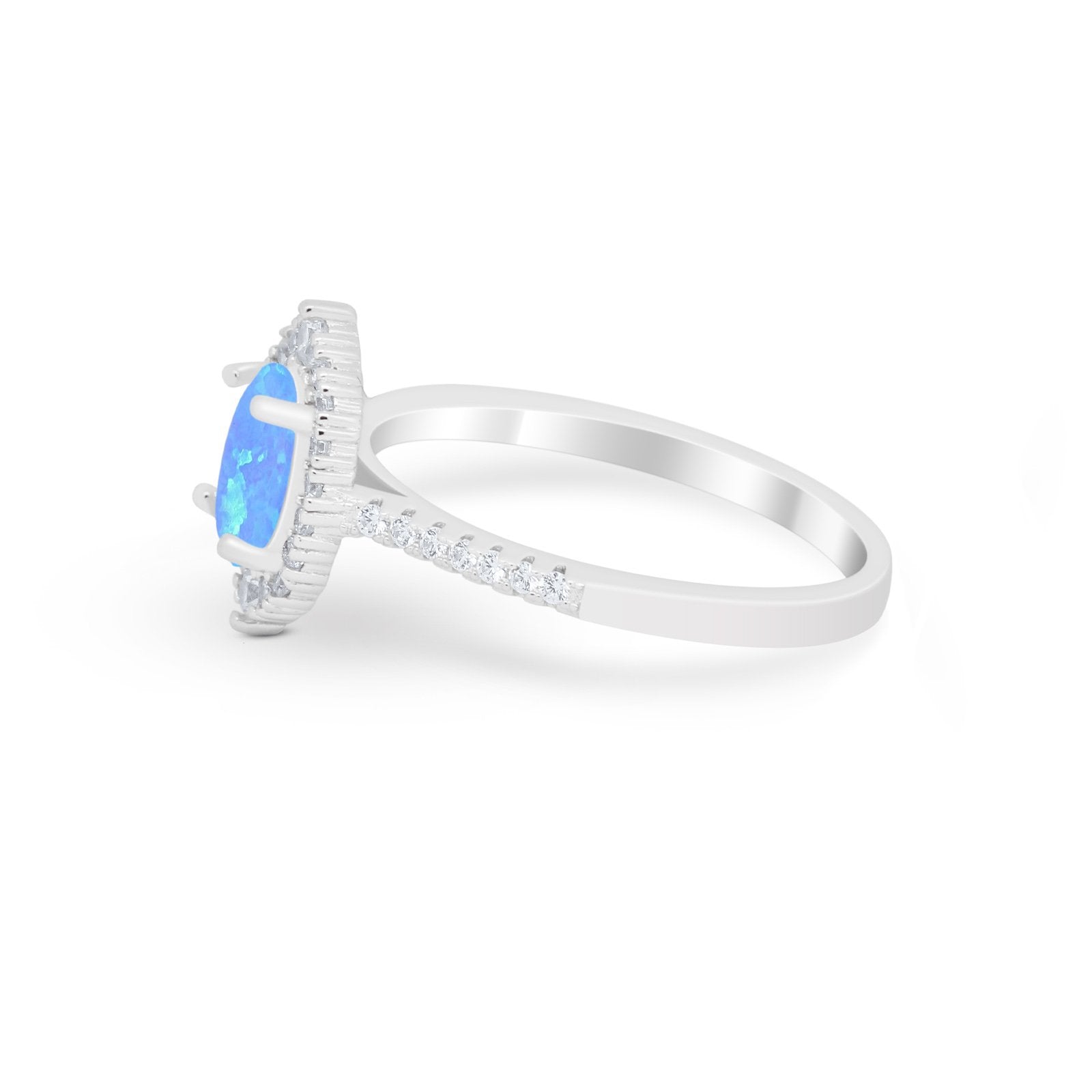 Oval Wedding Ring Vintage Round Simulated Cubic Zirconia 925 Sterling Silver