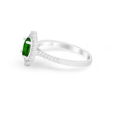 Oval Wedding Ring Vintage Round Simulated Cubic Zirconia 925 Sterling Silver