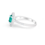 Oval Wedding Ring Vintage Round Simulated Cubic Zirconia 925 Sterling Silver