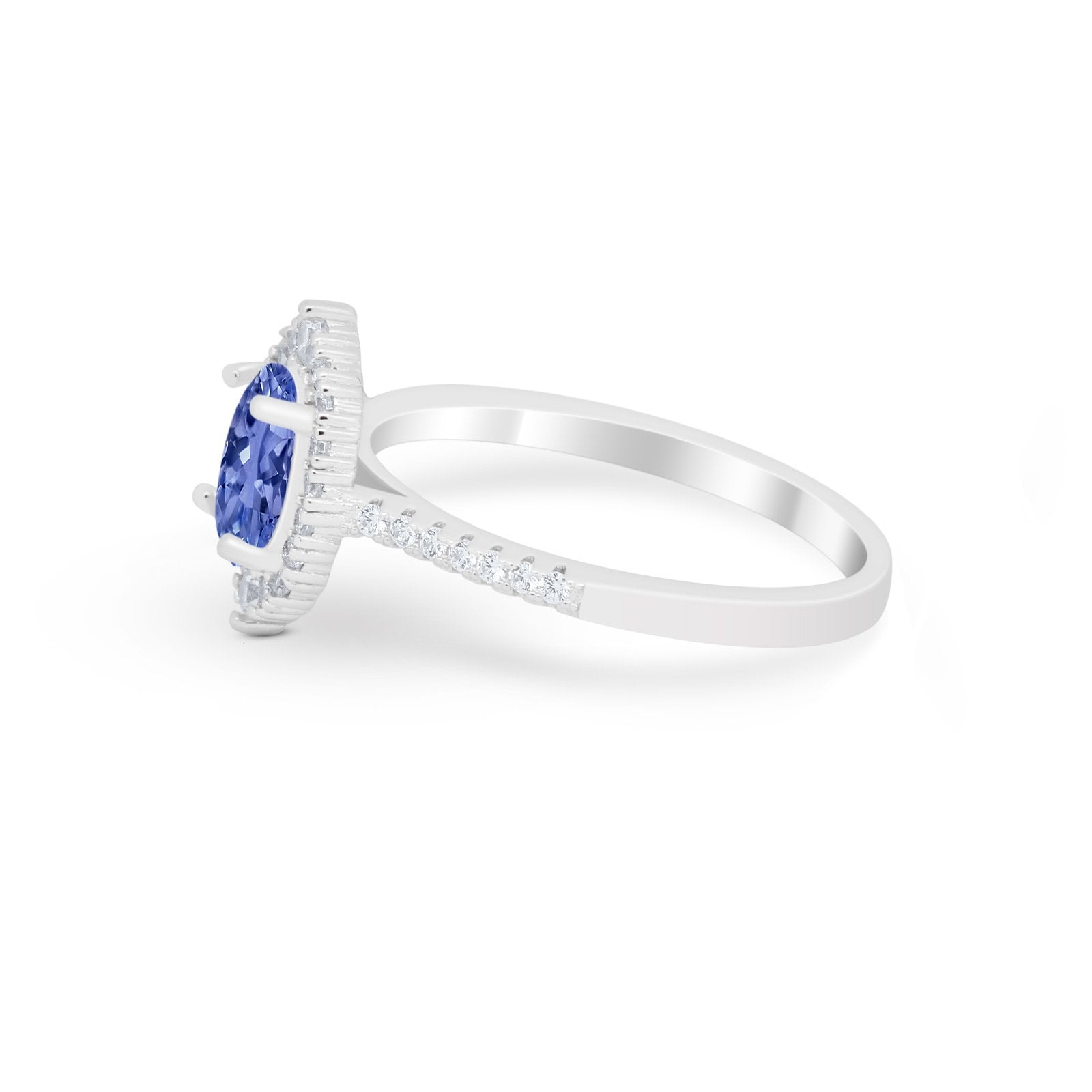 Oval Wedding Ring Vintage Round Simulated Cubic Zirconia 925 Sterling Silver