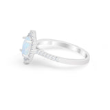 Oval Wedding Ring Vintage Round Simulated Cubic Zirconia 925 Sterling Silver