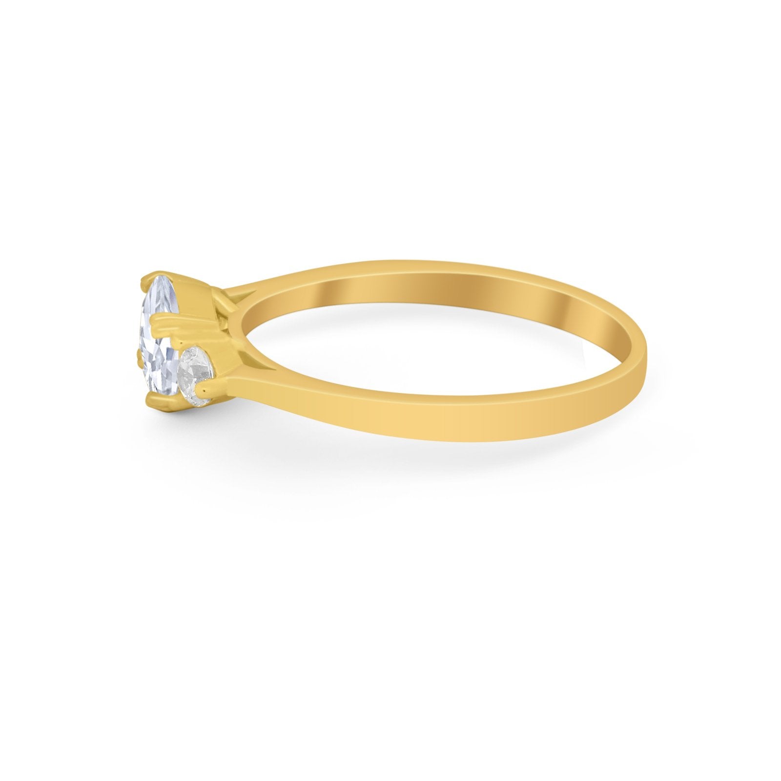 Three Stone Wedding Engagement Ring Emerald Cut Round CZ 925 Sterling Silver