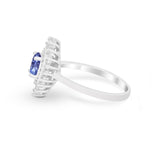 Art Deco Wedding Engagement Bridal Ring Baguette Round CZ 925 Sterling Silver