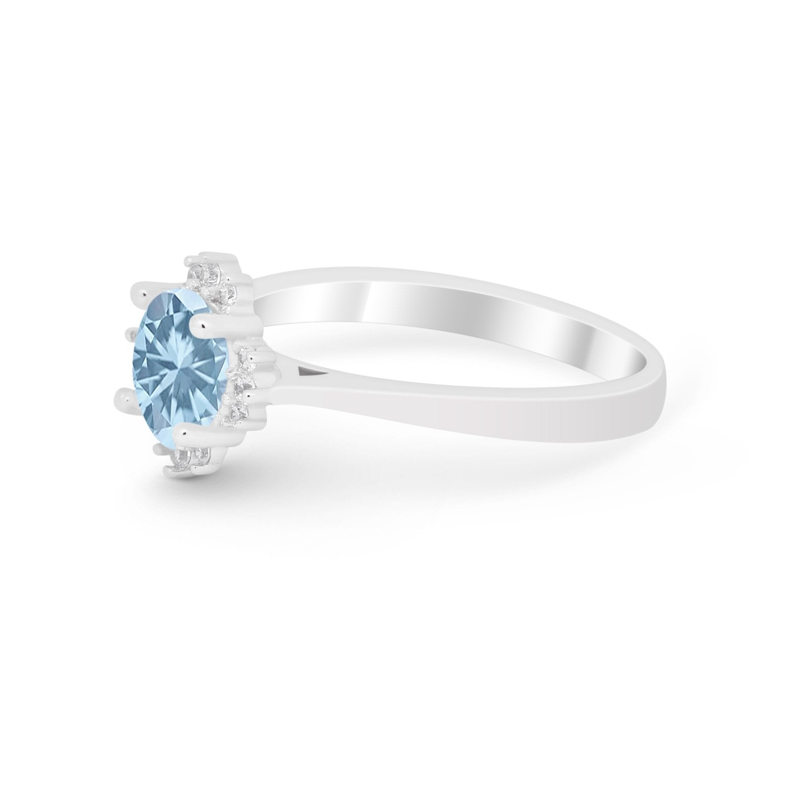 Halo Floral Art Deco Wedding Engagement Ring Round CZ 925 Sterling Silver