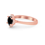 Halo Floral Art Deco Wedding Engagement Ring Round CZ 925 Sterling Silver