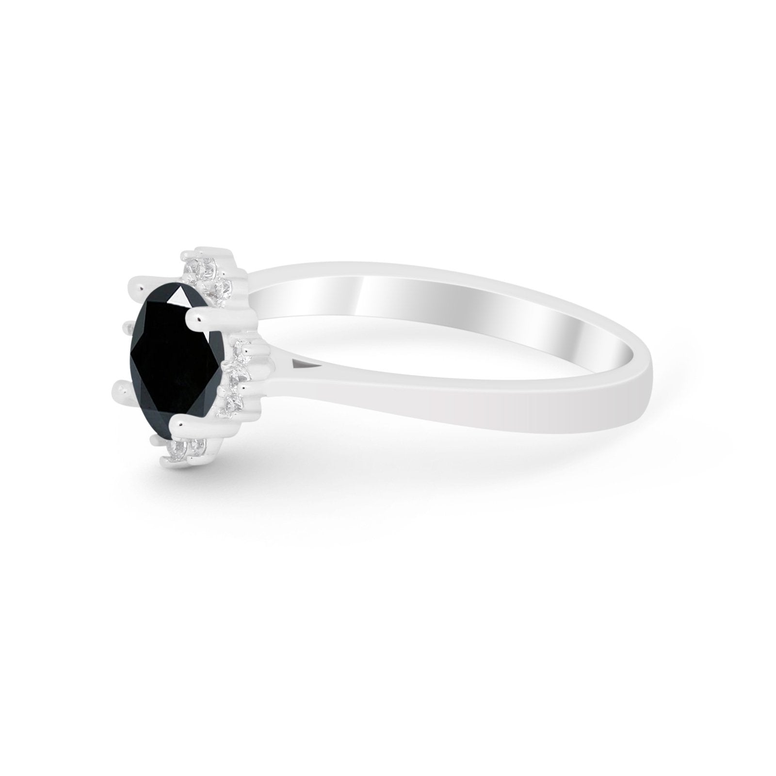 Halo Floral Art Deco Wedding Engagement Ring Round CZ 925 Sterling Silver