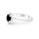 Halo Floral Art Deco Wedding Engagement Ring Round CZ 925 Sterling Silver