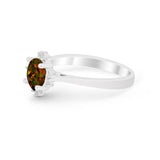 Halo Floral Art Deco Wedding Engagement Ring Round CZ 925 Sterling Silver