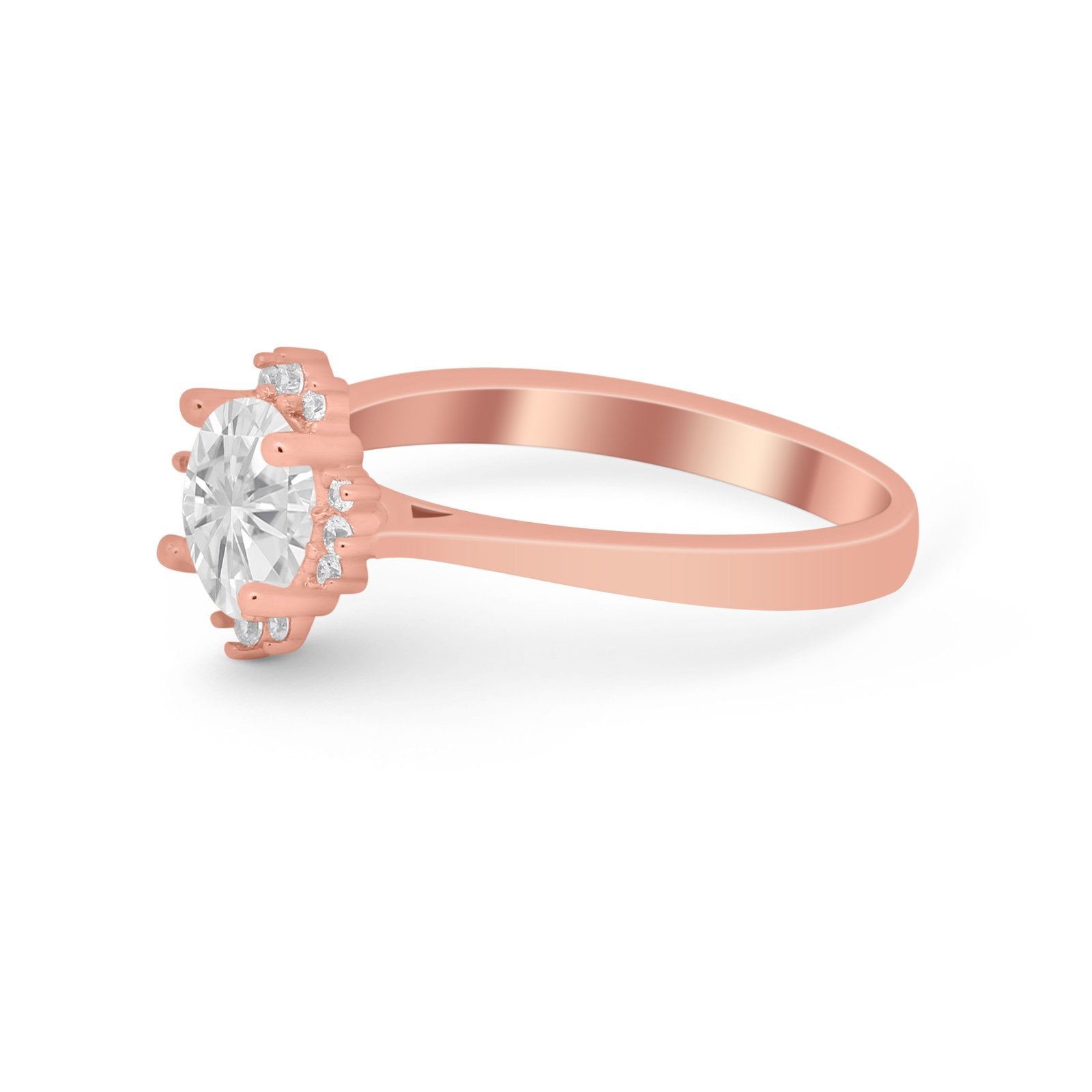 Halo Floral Art Deco Wedding Engagement Ring Round CZ 925 Sterling Silver