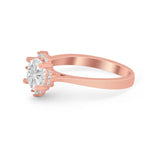 Halo Floral Art Deco Wedding Engagement Ring Round CZ 925 Sterling Silver