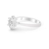 Halo Floral Art Deco Wedding Engagement Ring Round CZ 925 Sterling Silver
