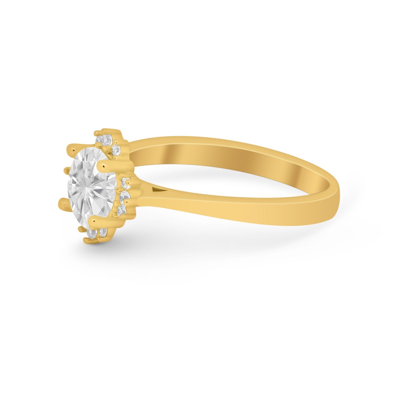Halo Floral Art Deco Wedding Engagement Ring Round CZ 925 Sterling Silver