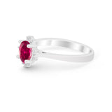 Halo Floral Art Deco Wedding Engagement Ring Round CZ 925 Sterling Silver