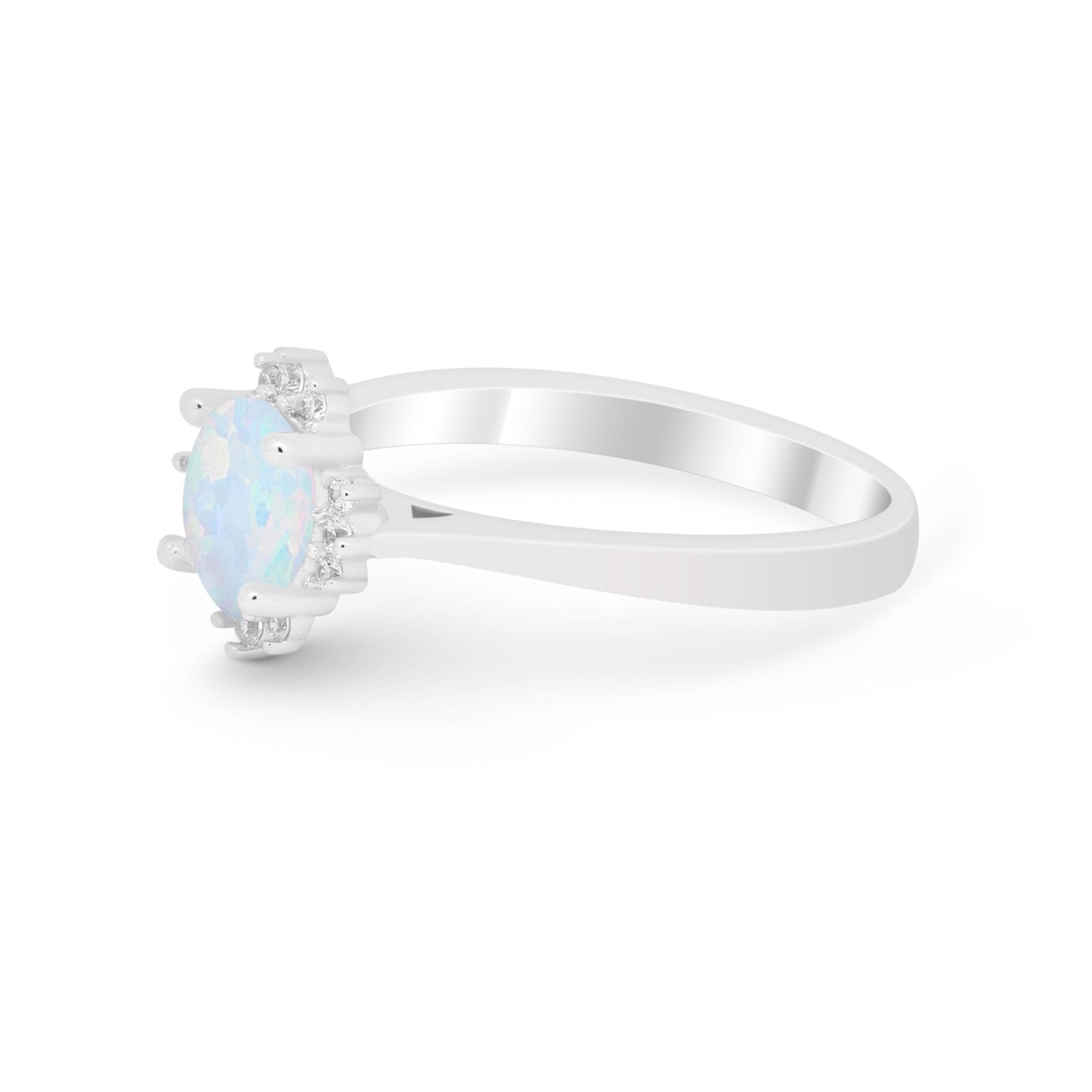 Halo Floral Art Deco Wedding Engagement Ring Round CZ 925 Sterling Silver