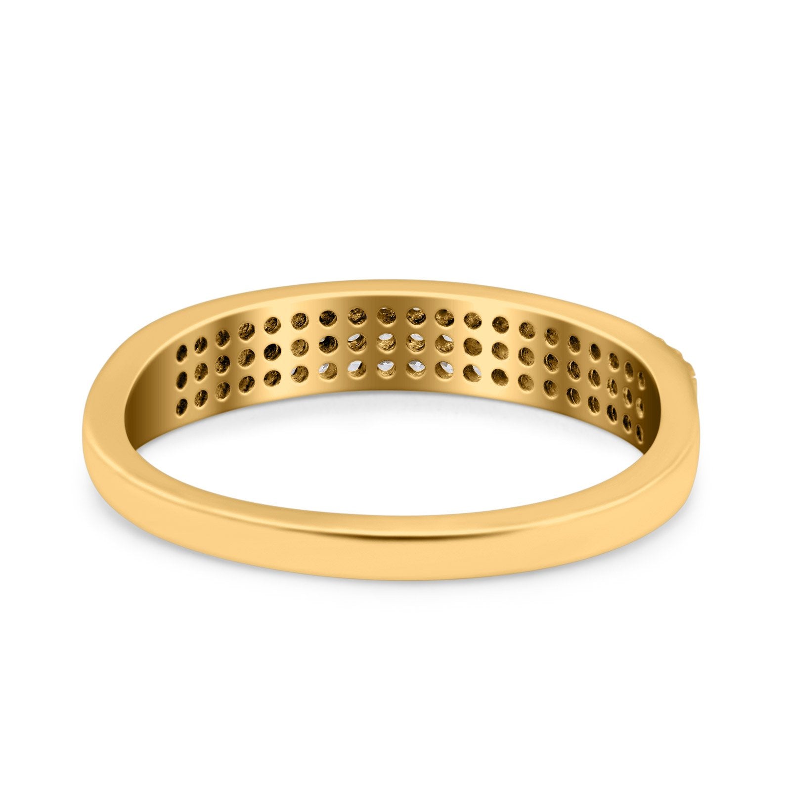 Half Eternity Ring Wedding Band Round Pave Simulated Cubic Zirconia 925 Sterling Silver (4mm)