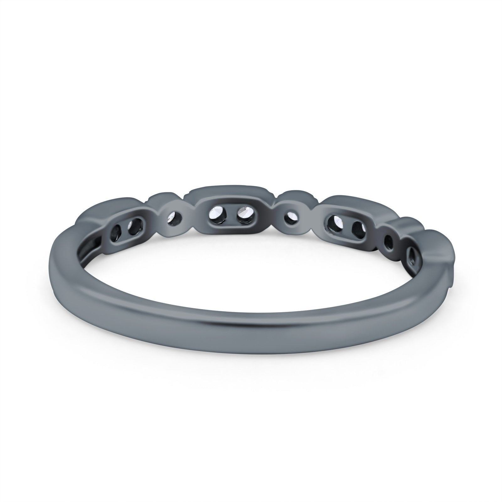 Half Eternity Ring Wedding Engagement Band Round Pave Simulated CZ 925 Sterling Silver (2.5mm)